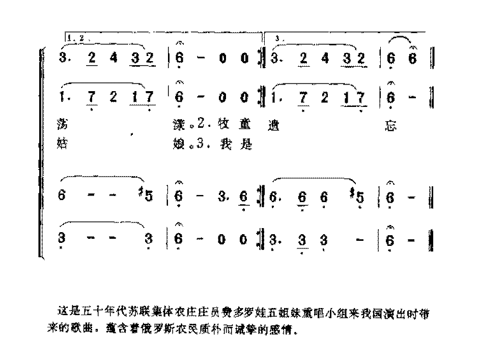 俄国歌曲《田野静悄悄》简谱