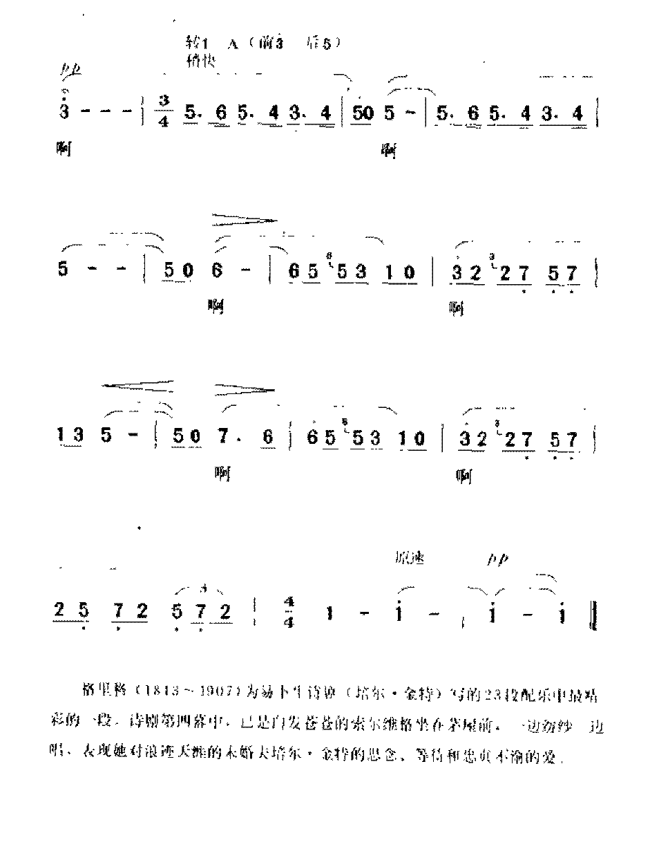 国外名曲《苏尔维格之歌》简谱