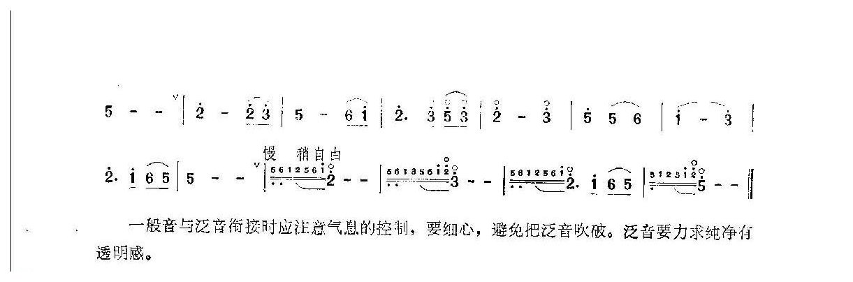 笛子练习曲选《泛音练习》竹笛练习乐谱