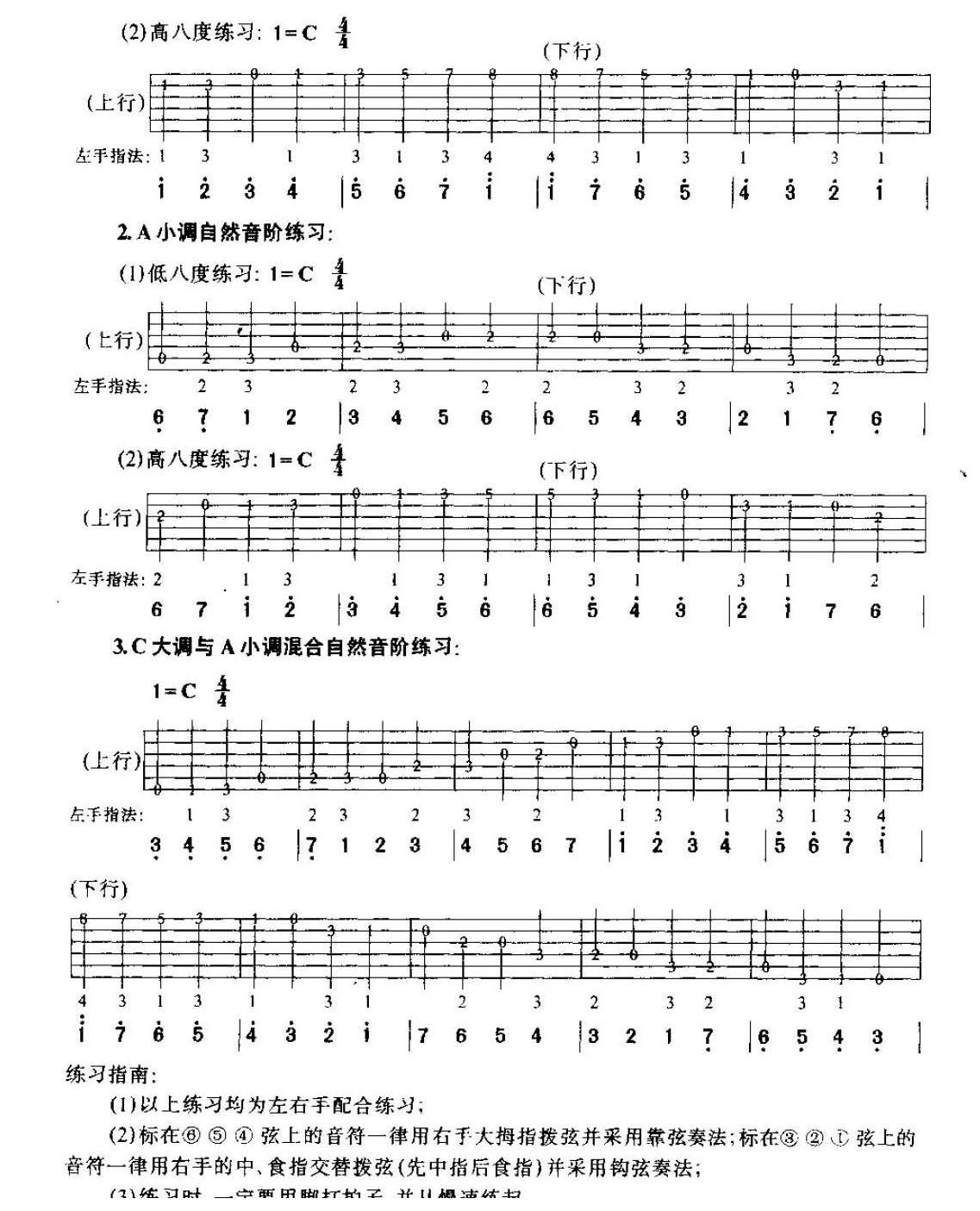 从零起步学吉他《音阶练习》C大调与A小调
