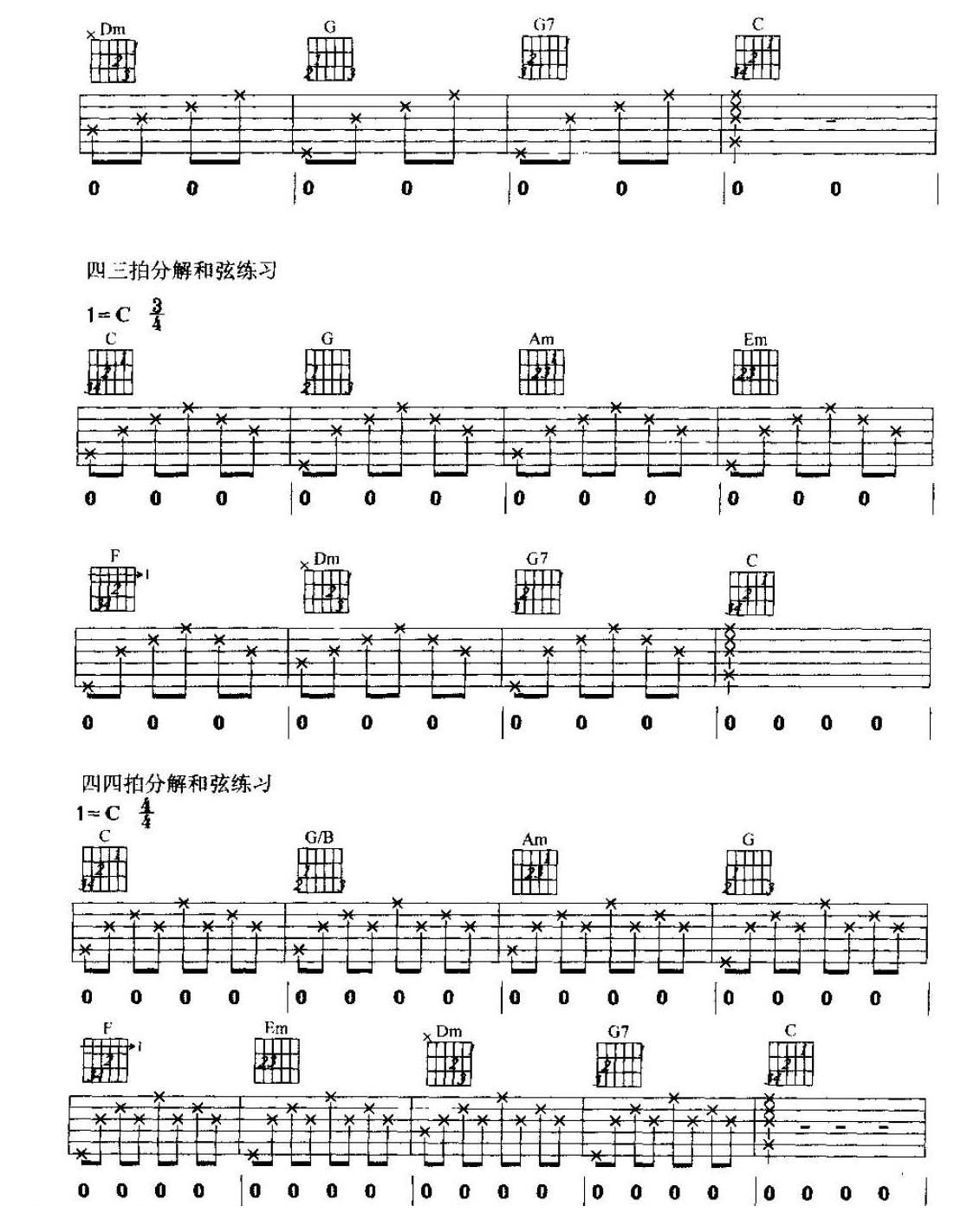 从零起步学吉他《分解和弦节奏型》基本伴奏手法