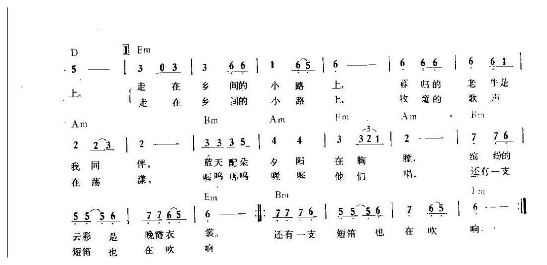 吉他弹唱金曲《乡间的小路》简谱版