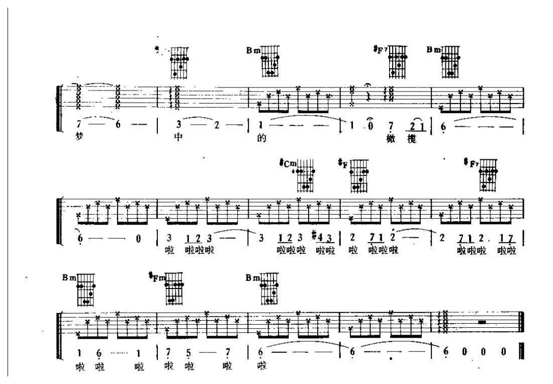 吉他弹唱金曲《橄榄树》六线谱版
