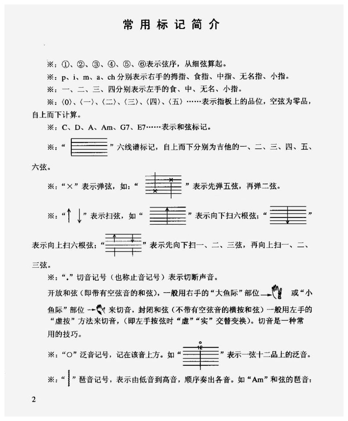 吉他基础知识_吉他常用标记简介