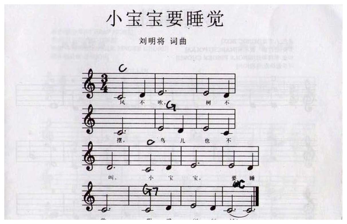 简单的电子琴乐谱《小宝宝要睡觉-刘明将-词曲》电子琴入门练习曲谱