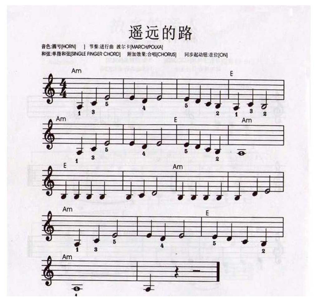 简单的电子琴乐谱《遥远的路》电子琴入门练习曲谱