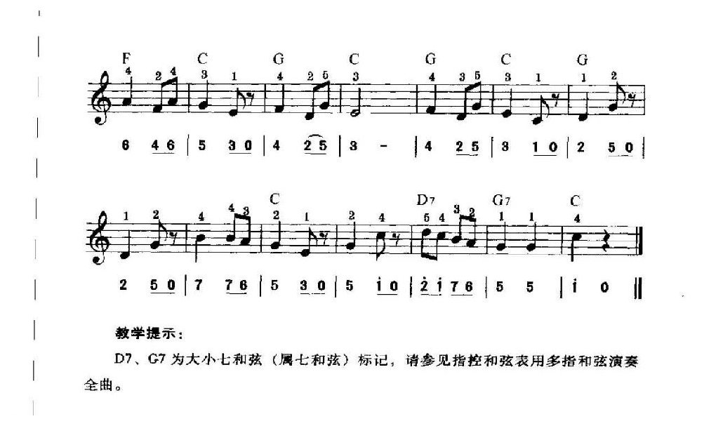 电子琴常用调练习曲《海鸥 多指和弦奏法》