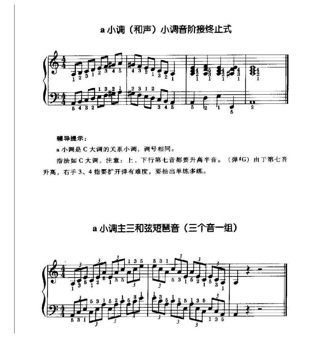 电子琴常用调练习曲多指和弦伴奏 a小调音阶、终止式、琶音