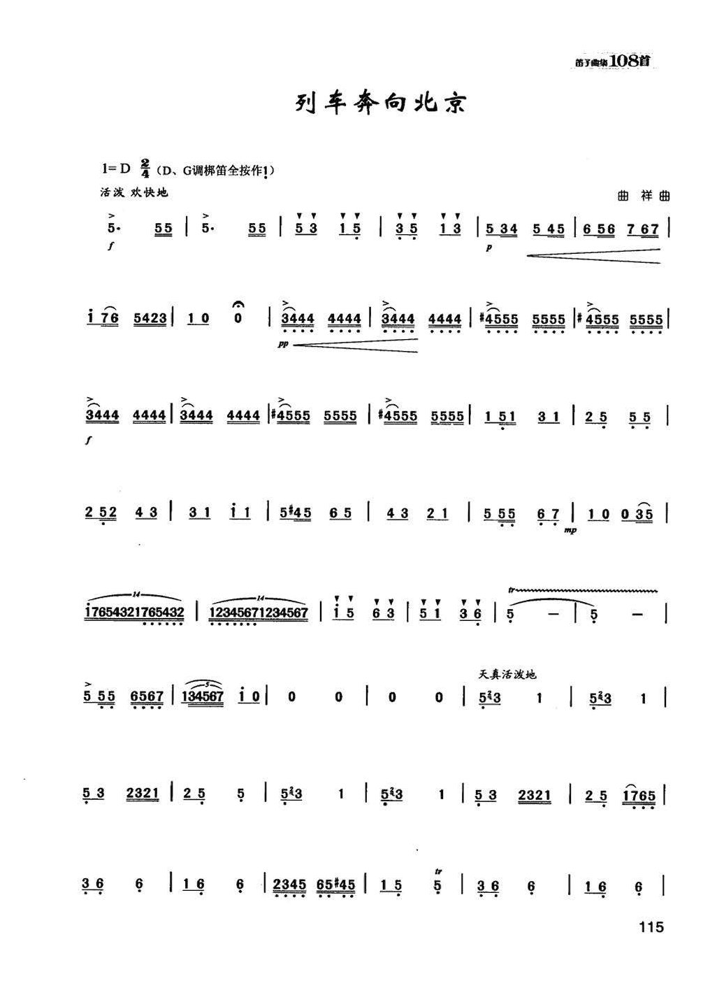 竹笛外国名曲《列车奔向北京》陈咏秋笛子曲