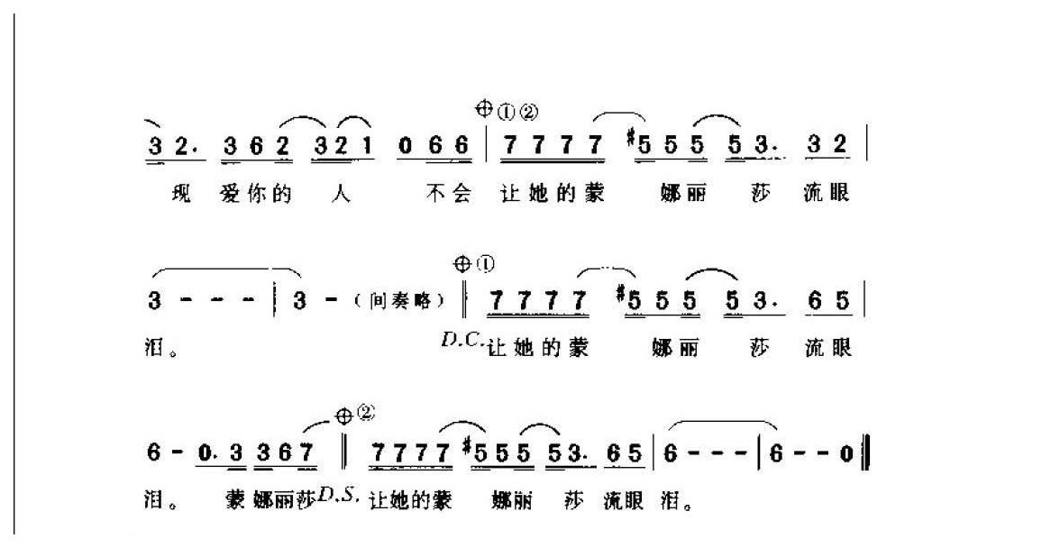 林志炫歌曲简谱《蒙娜丽莎的眼泪》1998  郑华娟词曲