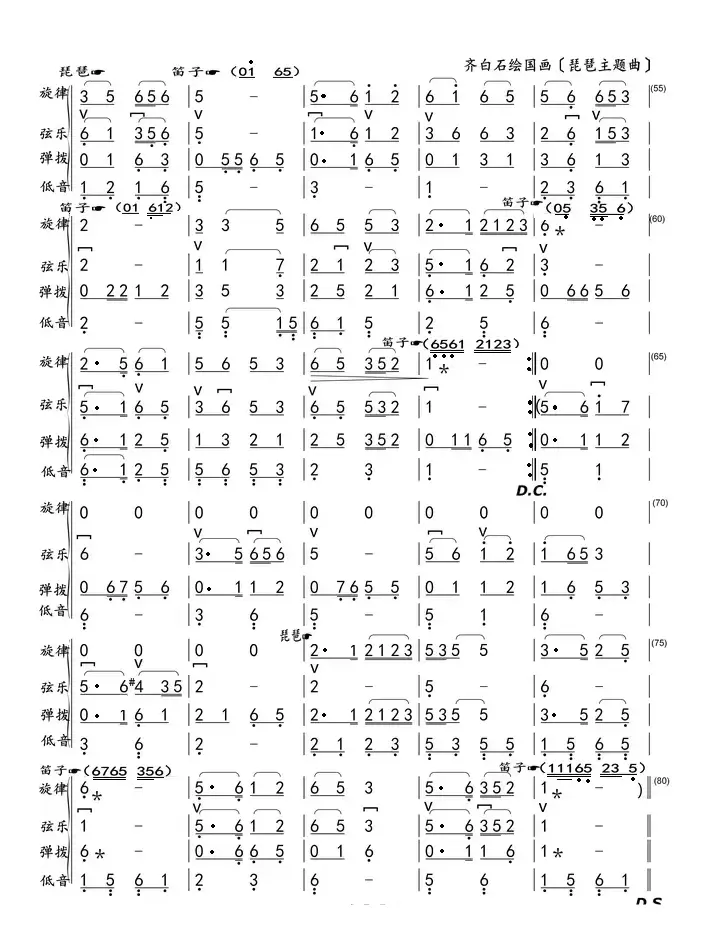 齐白石绘国画（琵琶主题曲）