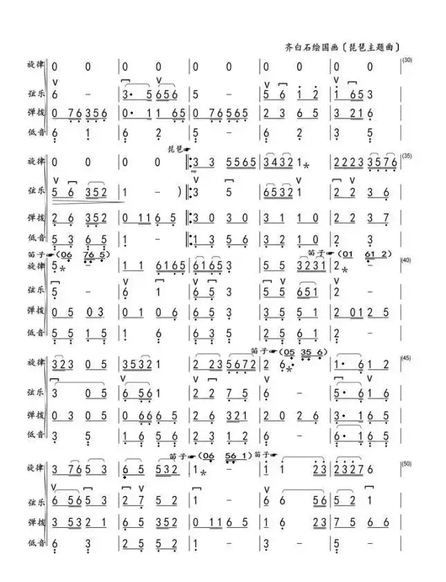 齐白石绘国画（琵琶主题曲）