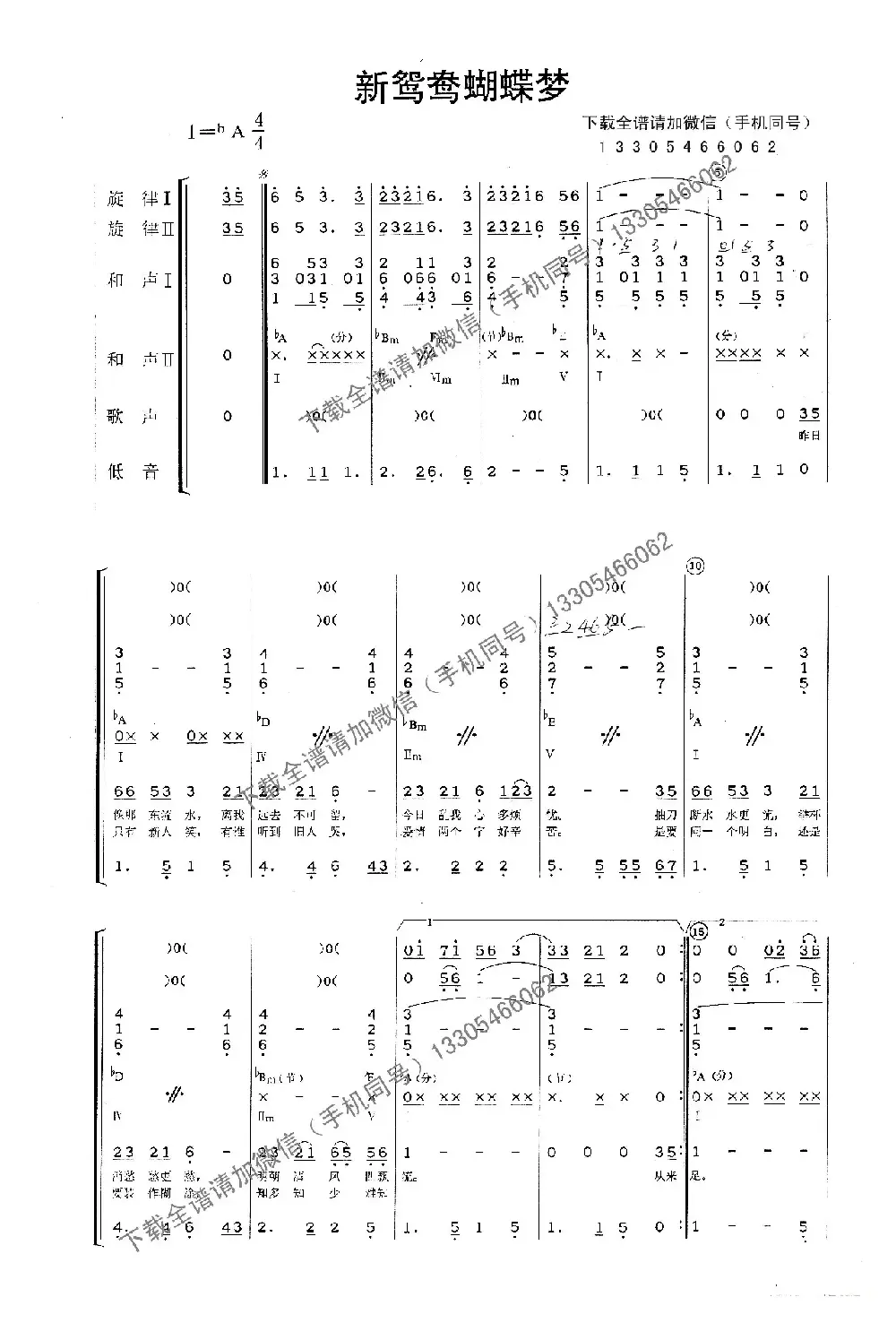 新鸳鸯蝴蝶梦（乐队总谱）