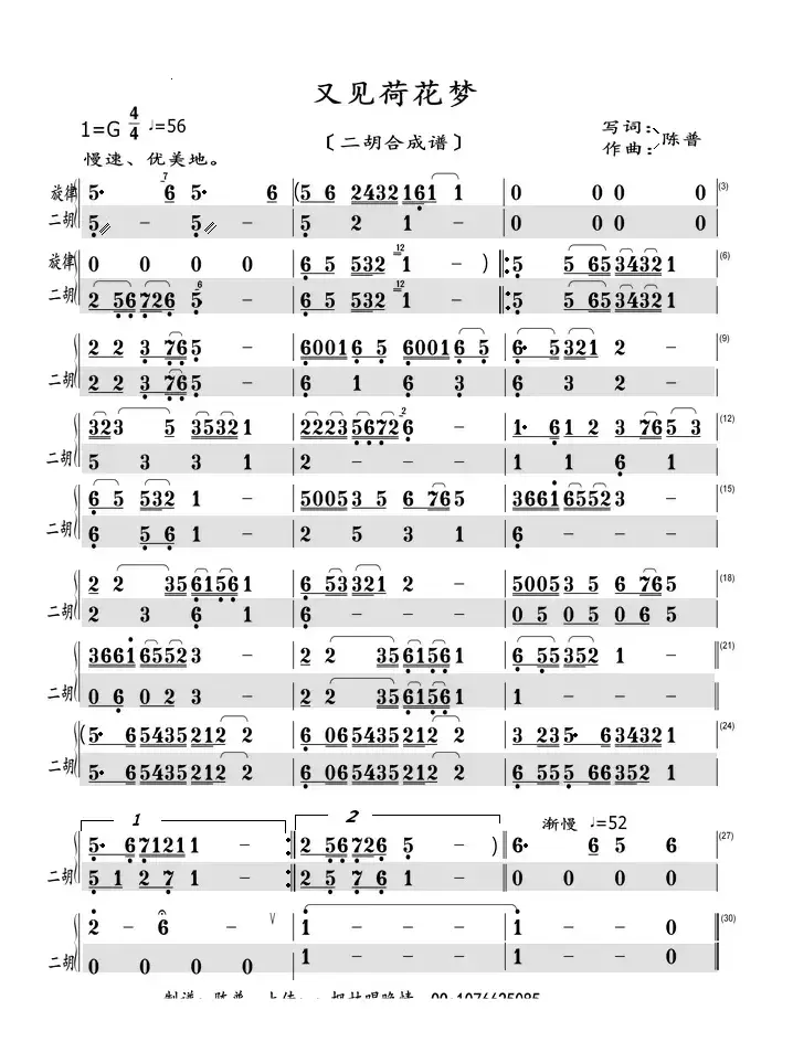 又见荷花梦（二胡螢光合成谱）