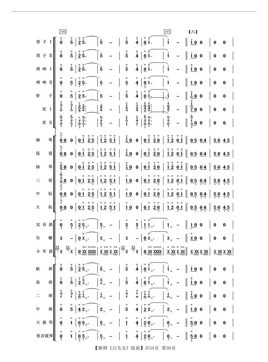舞剧《白毛女》组曲（民族管弦乐合奏）