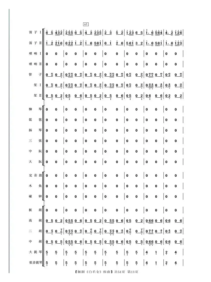 舞剧《白毛女》组曲（民族管弦乐合奏）