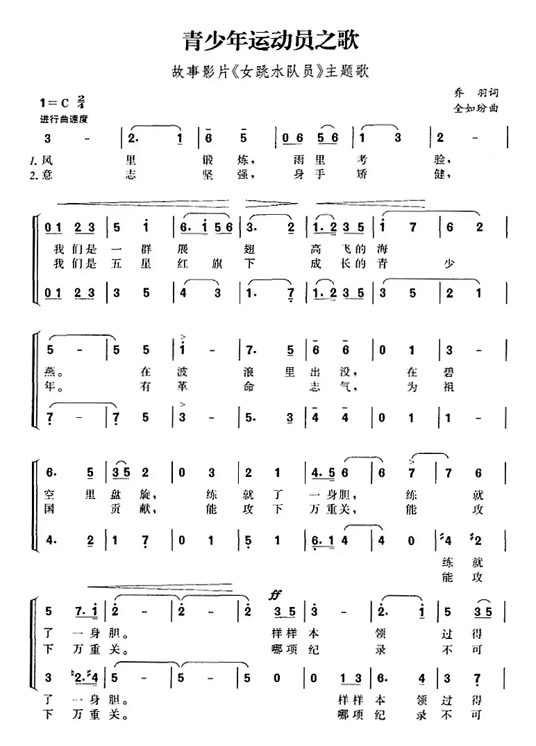 青少年运动员之歌（故事影片《女跳水队员》主题歌）