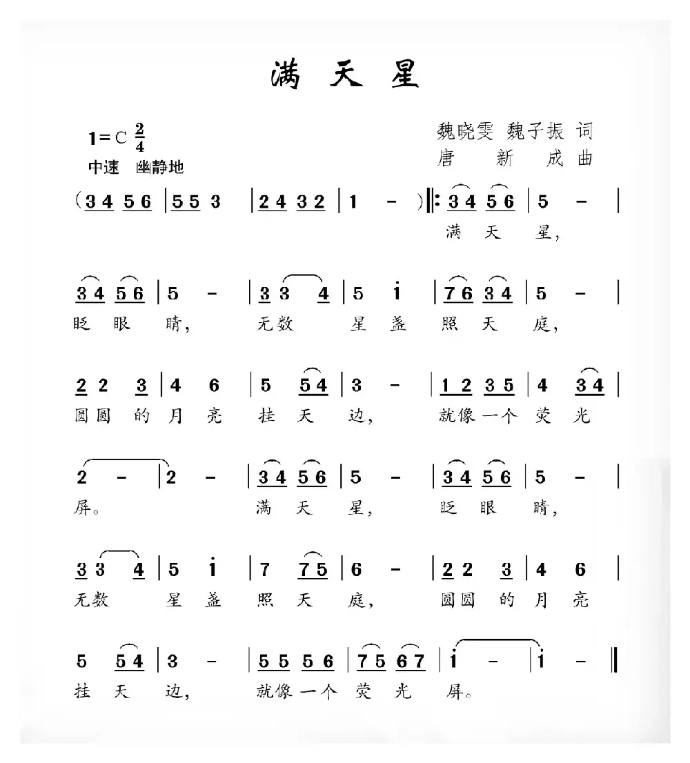 满天星（魏晓雯 魏子振词 唐新成曲）