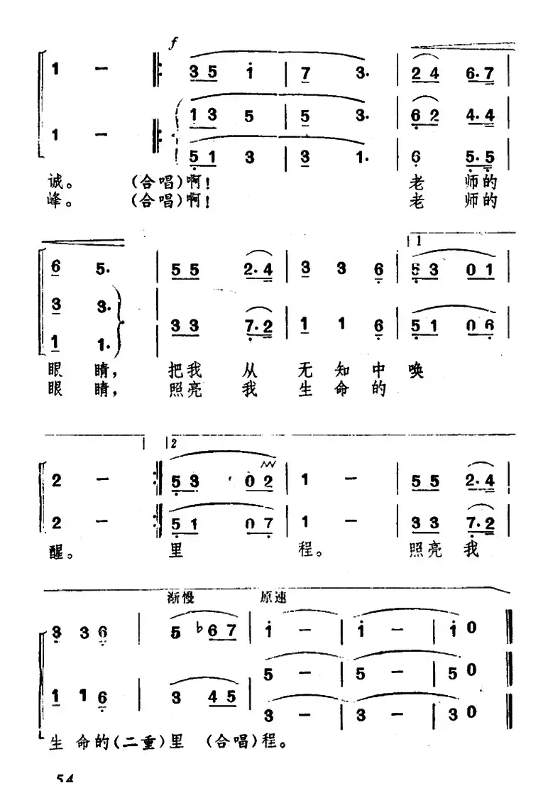 老师的眼睛（ 张建学词 何亚杰 何平曲、合唱）