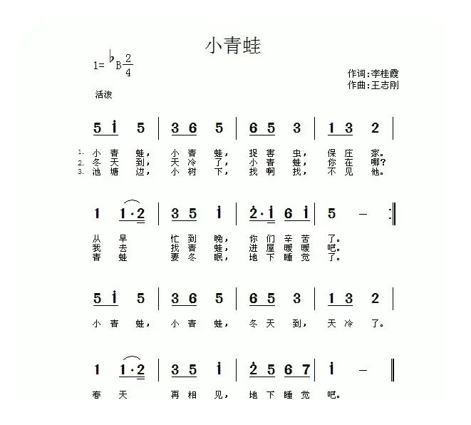 小青蛙（李桂霞词 王志刚曲）