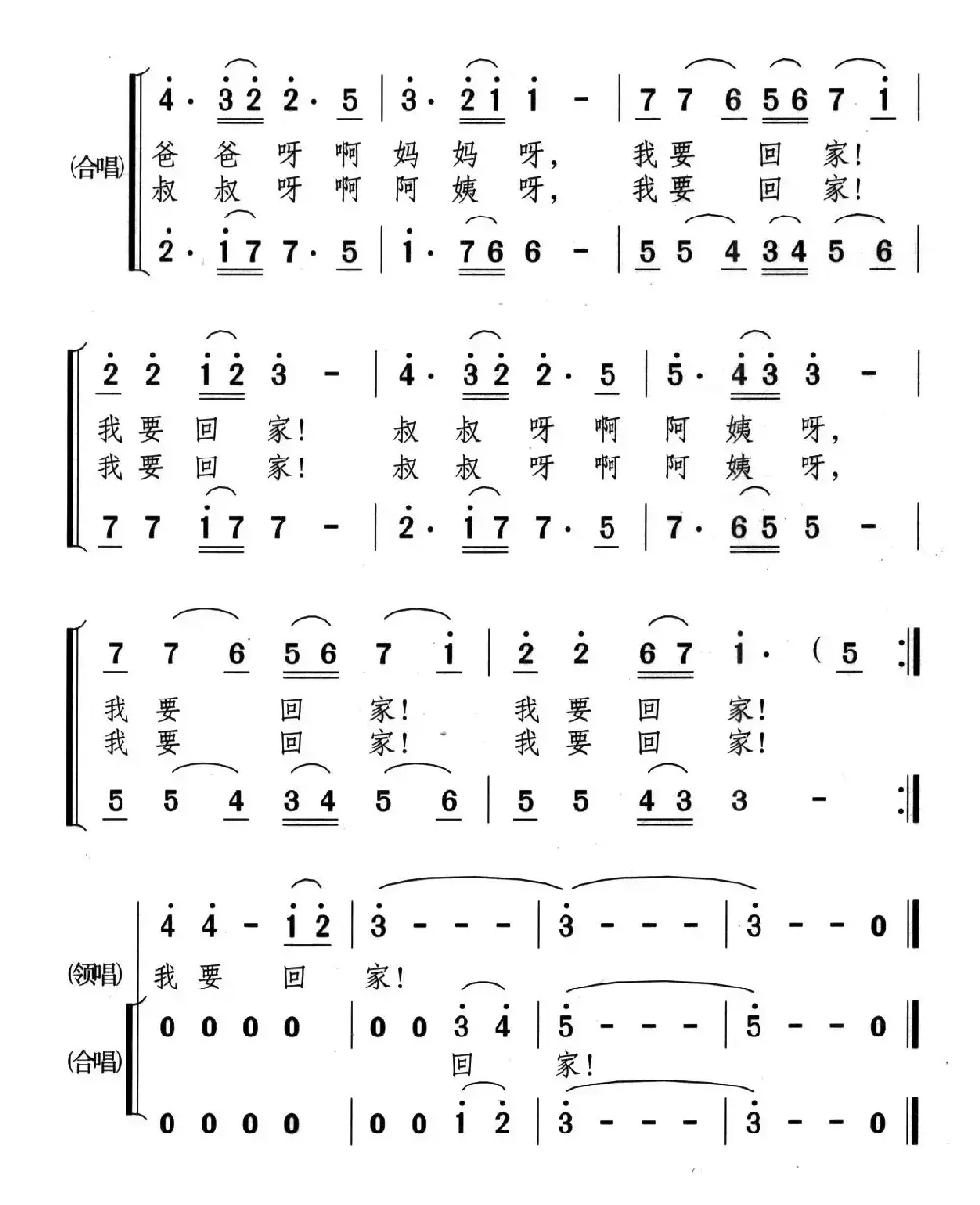 我要回家（孙海浪词 颂今曲、合唱）