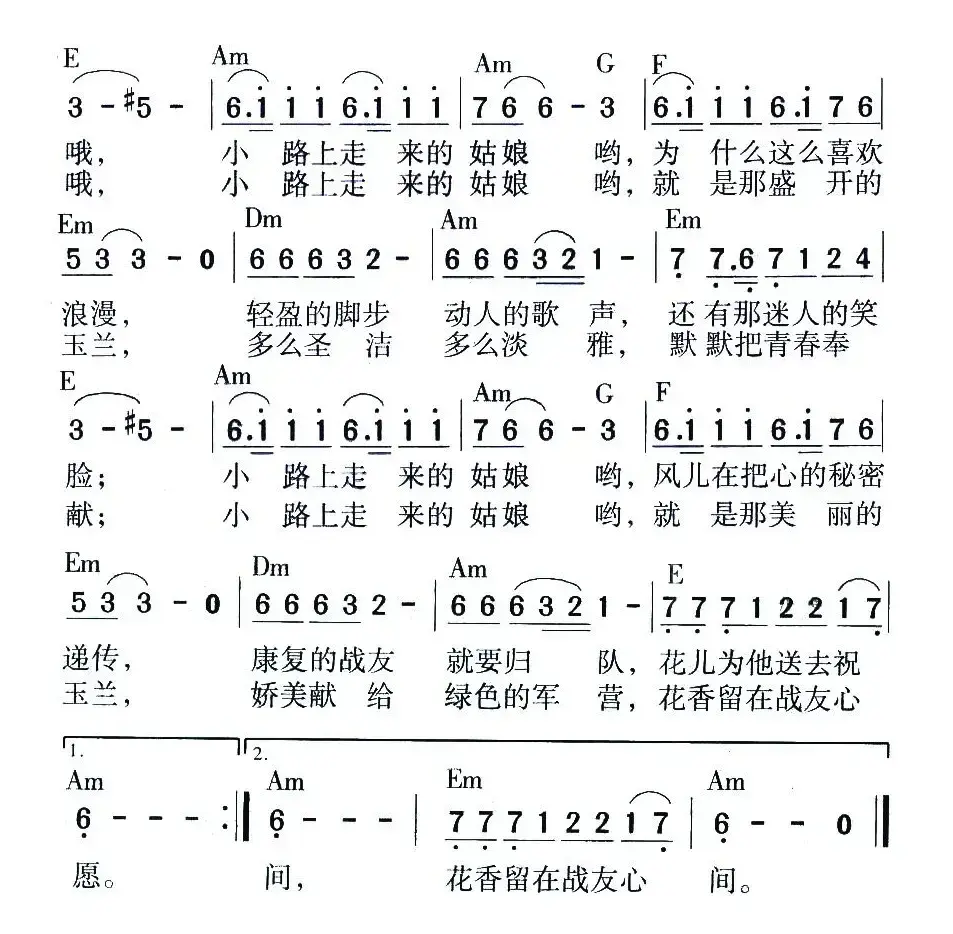 军中白玉兰（于长斌词 于长斌曲）