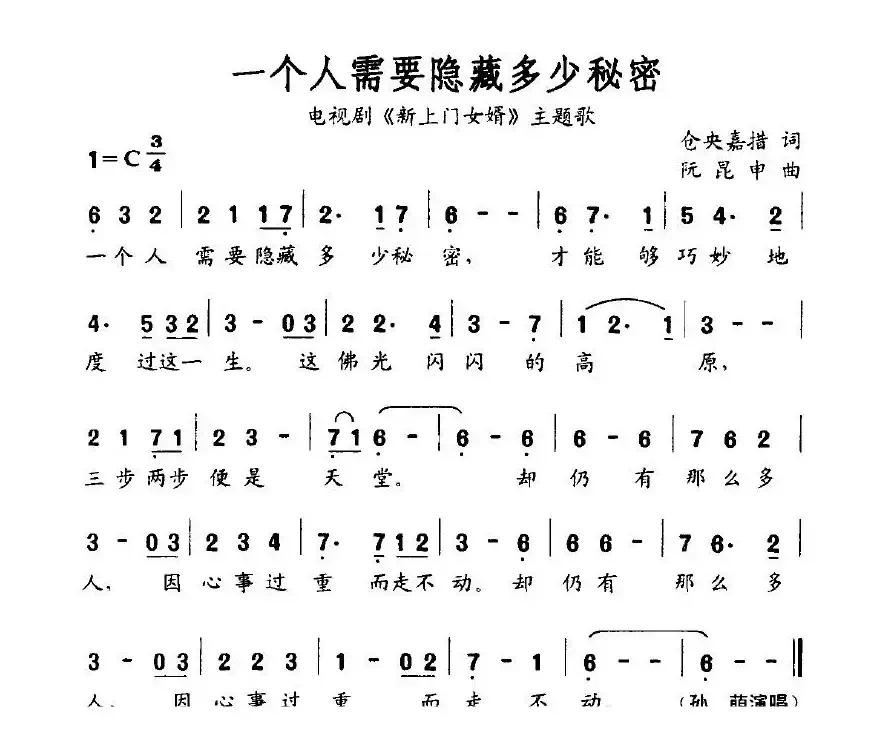 一个人需要隐藏多少秘密（电视剧《新上门女婿》主题歌）