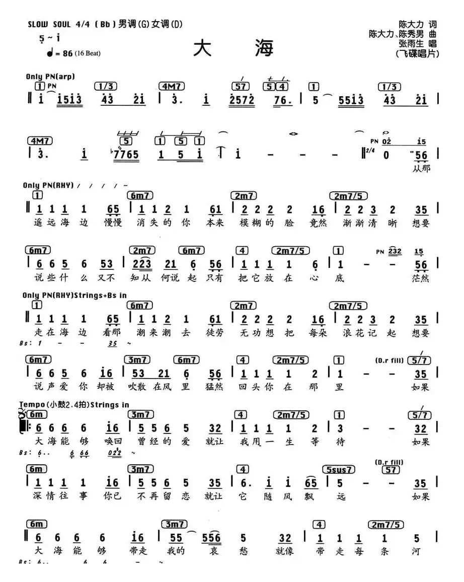 大海（陈大力词曲、编配乐谱）