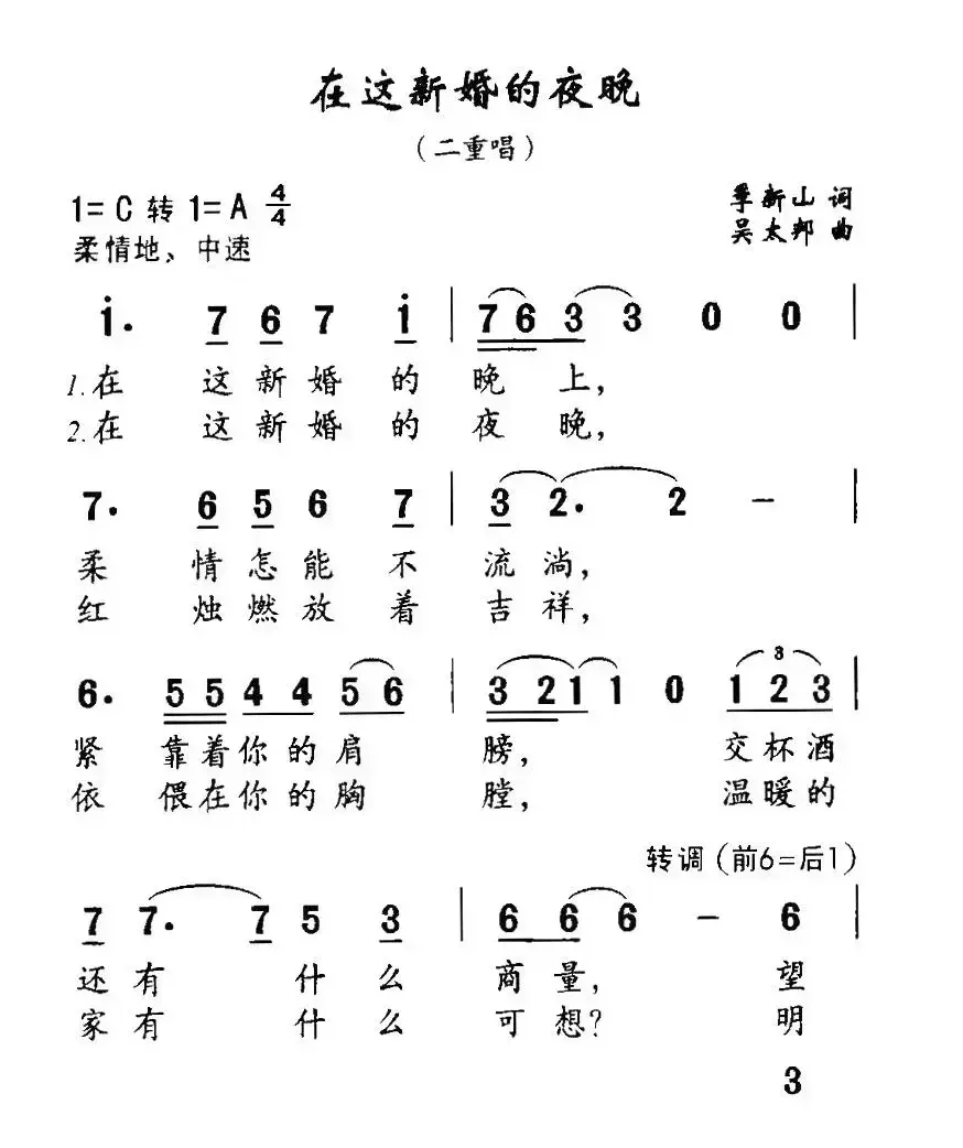 在这新婚的夜晚（二重唱）