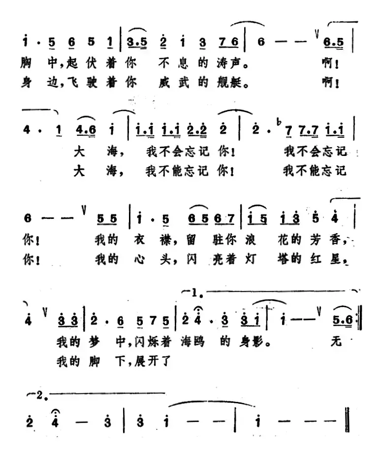 大海，我不会忘记你