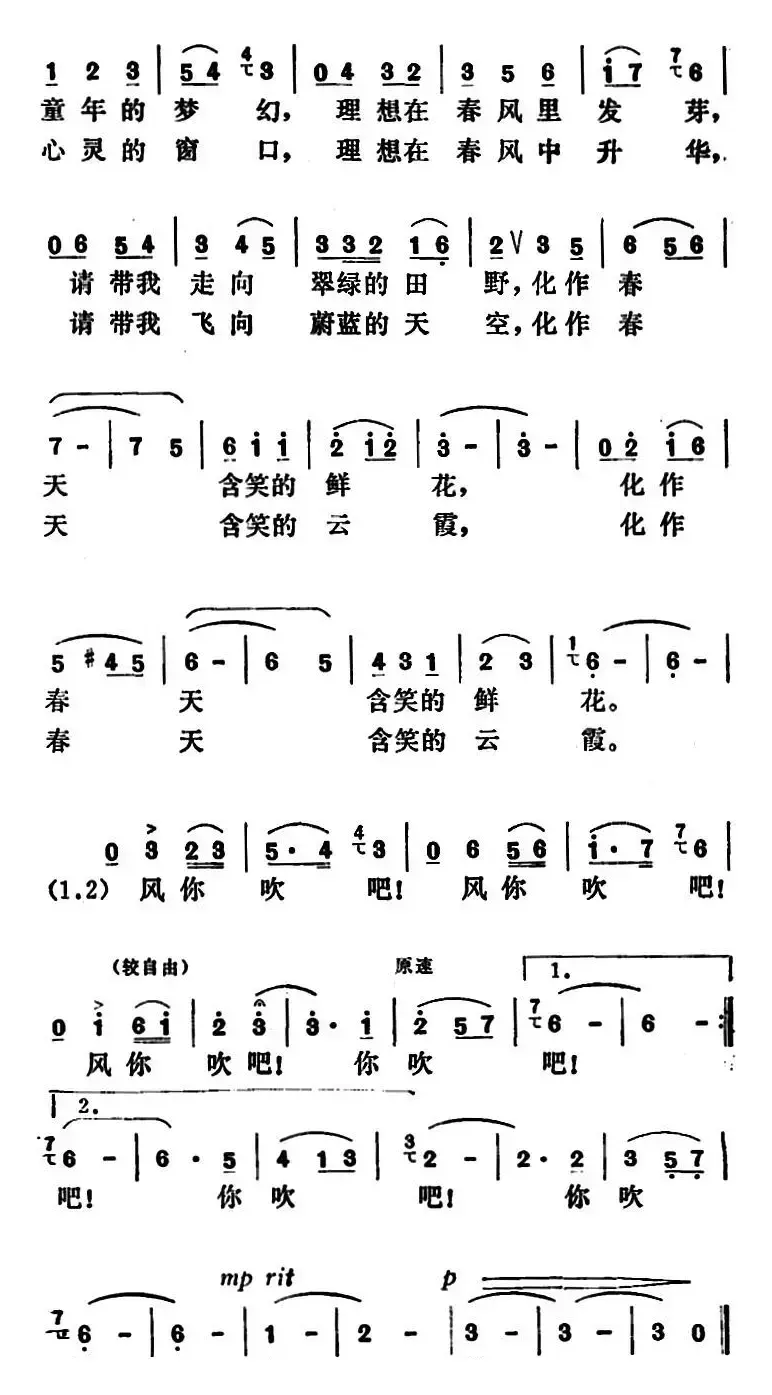 风，你吹吧（任卫新词 启文曲）