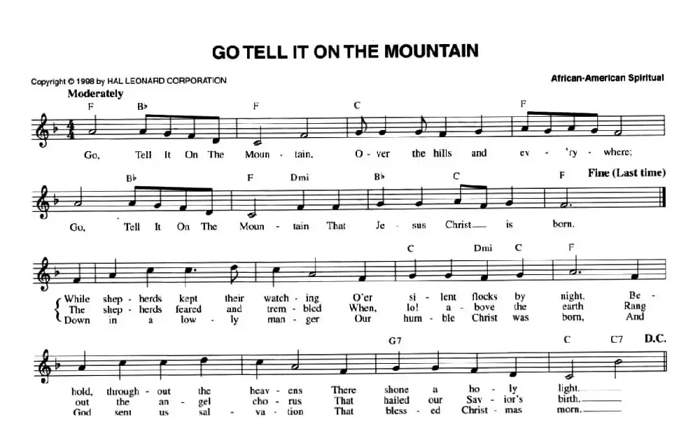 GO TELL IT ON THE MOUNTAIN