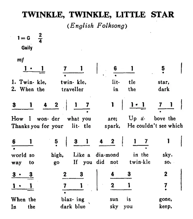 [英]TWINKLE，TWINKLE，LITTLE STAR（闪烁，闪烁的小星星）