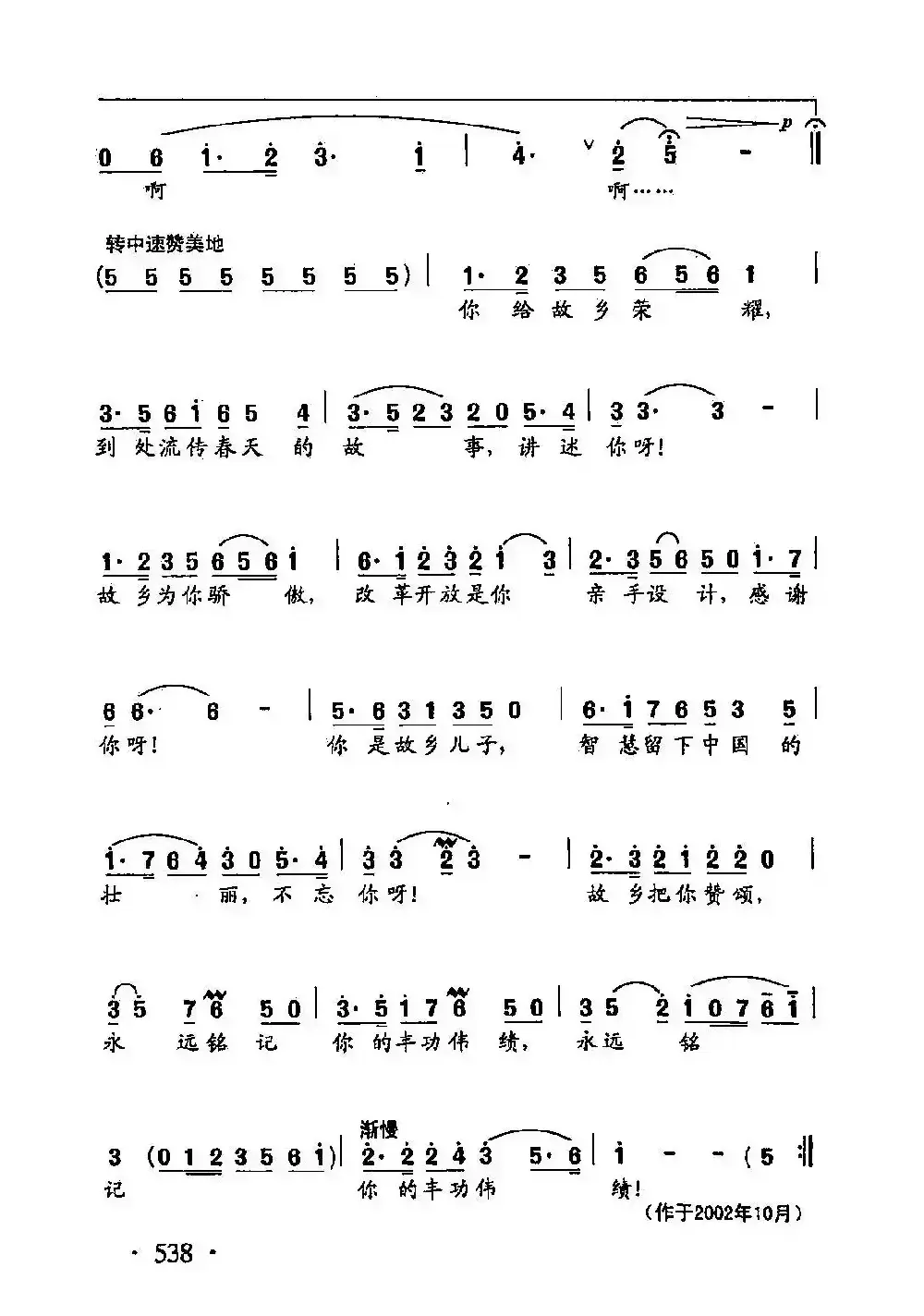 田光歌曲选-416人民怀念你