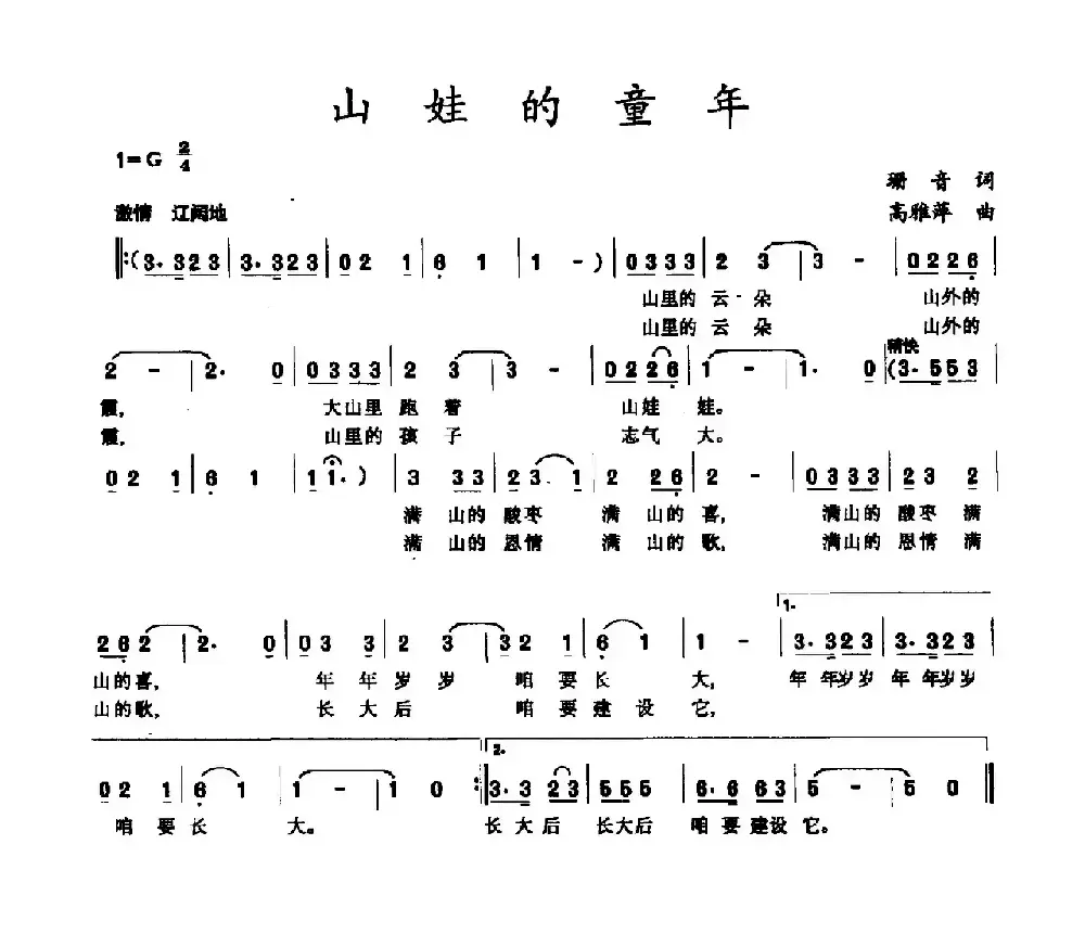 山娃的童年（珊音词 高雅萍曲）