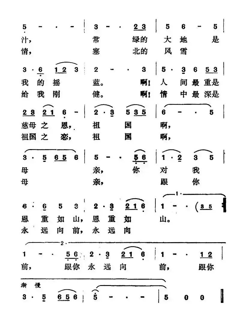 祖国之恋（曹俊山曲 黄淑子、曾宪瑞词）