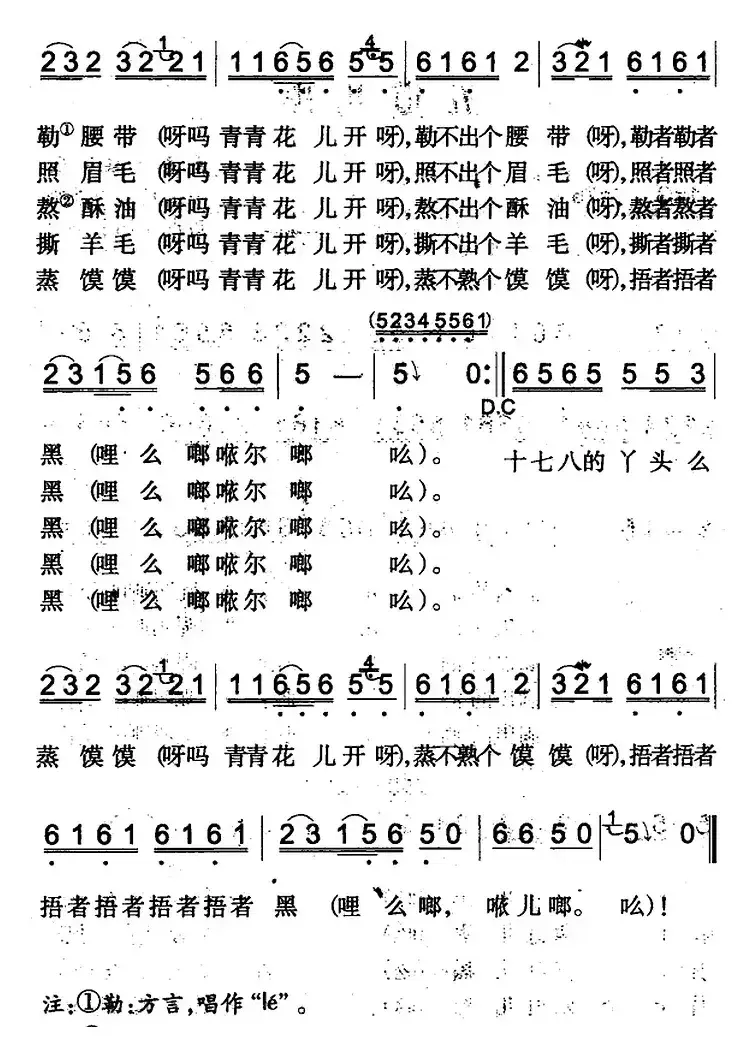 五道儿黑（焉耆回族民歌）