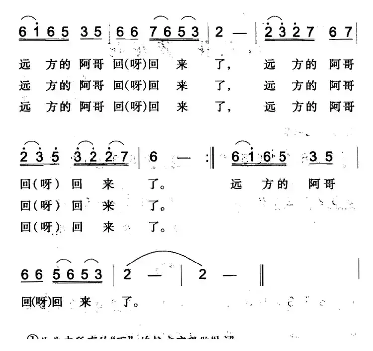 远方的阿哥回来了（焉耆回族民歌）