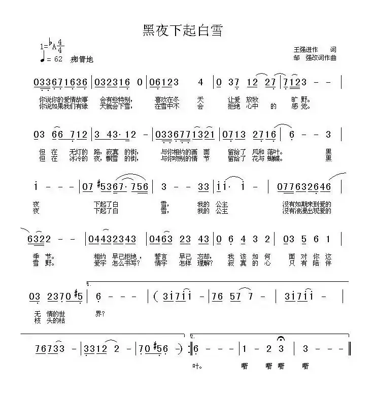 黑夜下起白雪