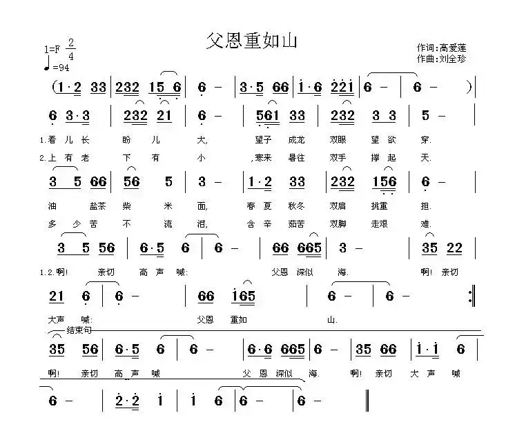 父恩重如山（高爱莲词 刘全珍曲）