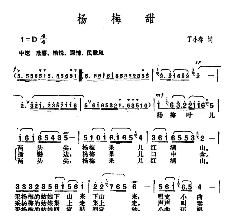 杨梅甜（丁小春词 胡俊成曲）