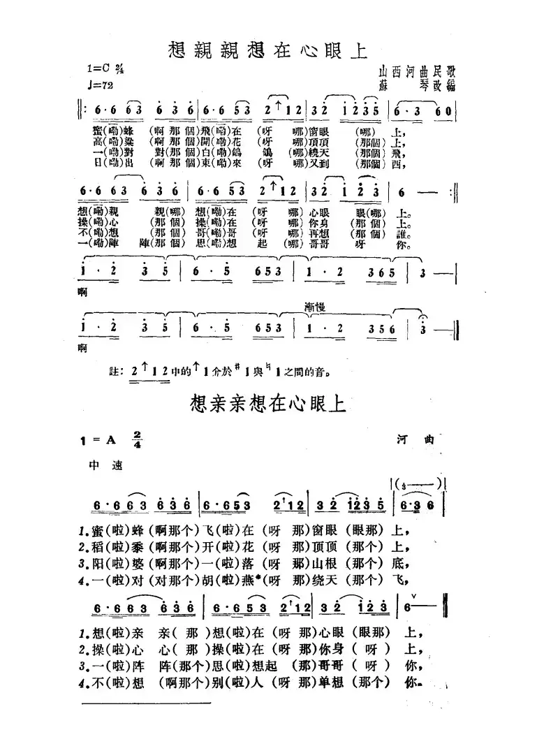 想亲亲想在心眼上（山西河曲民歌、苏琴改编版）