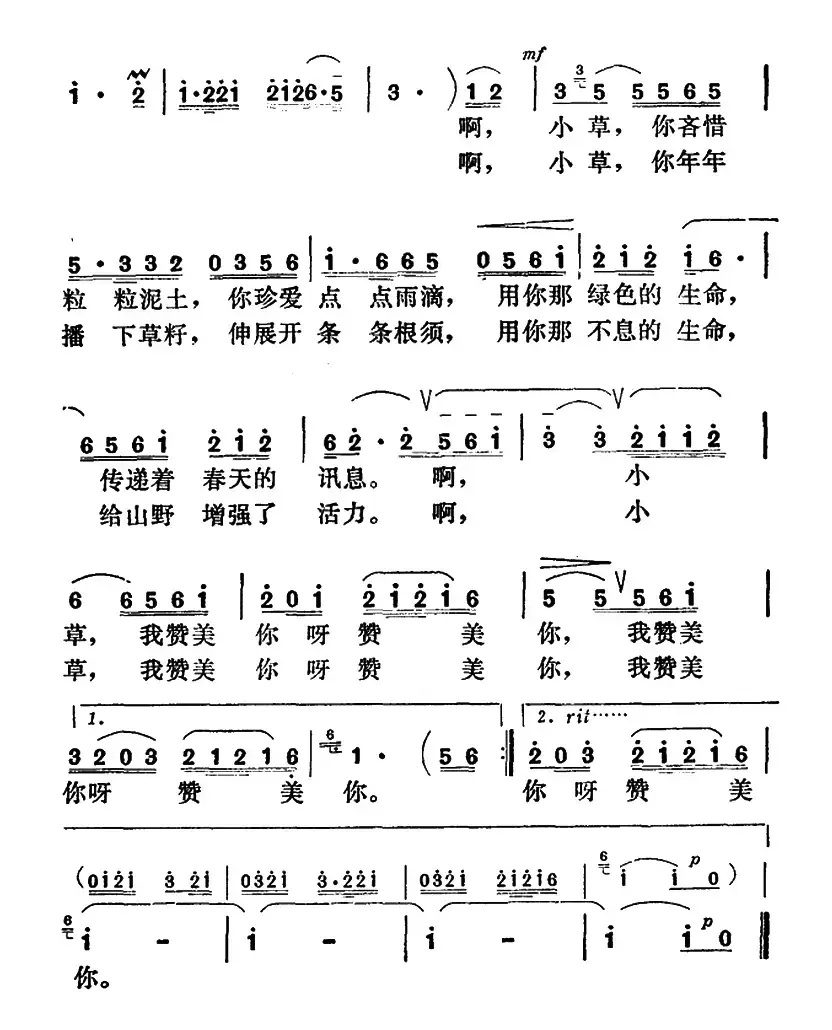 小草，我赞美你