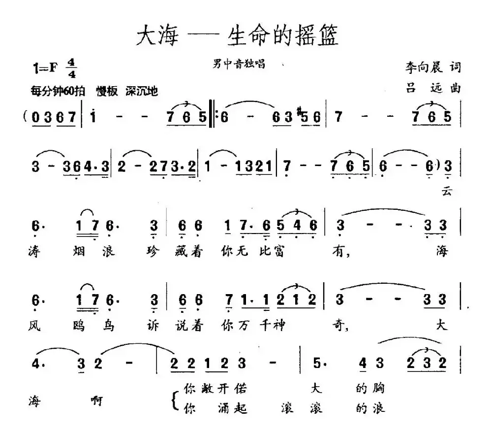 大海——生命的摇篮（李向晨词 吕远曲）