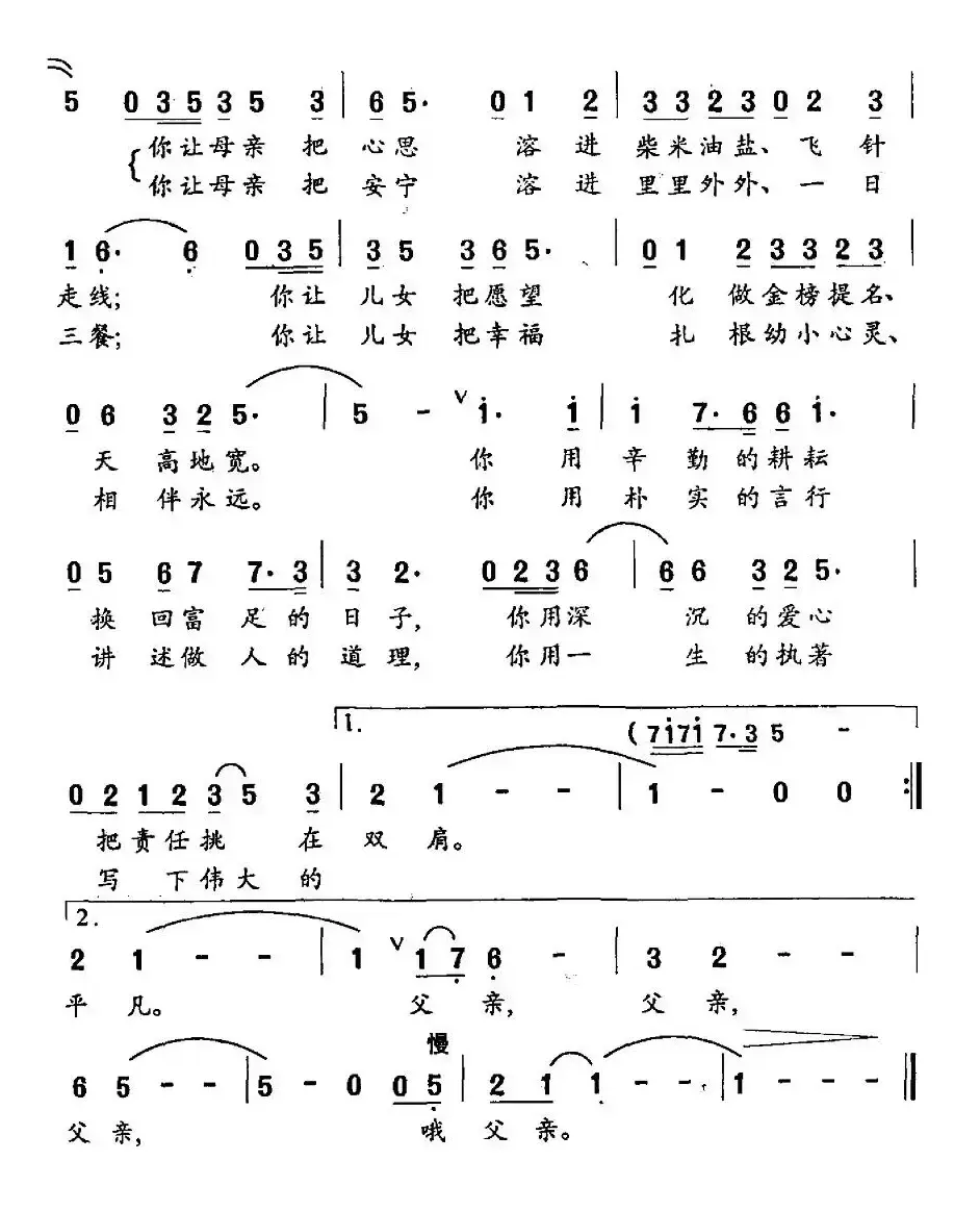 父亲（李京利词 王玉兰曲）