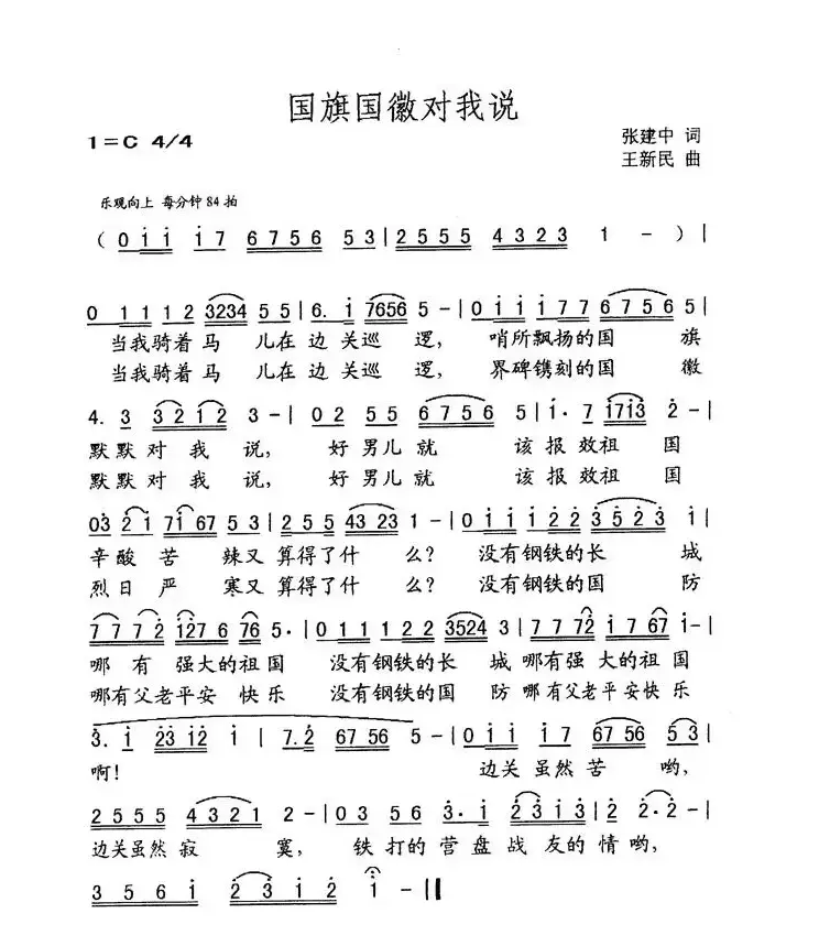 国旗国徽对我说（张建中词 王新民曲）