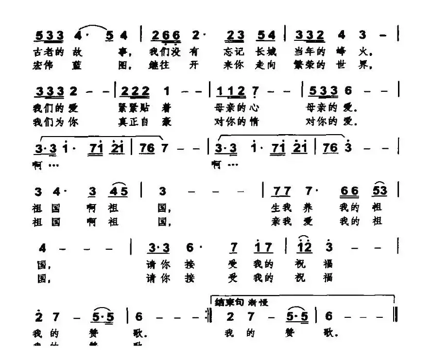 祝福你我的祖国（包以璐词 王德智曲）