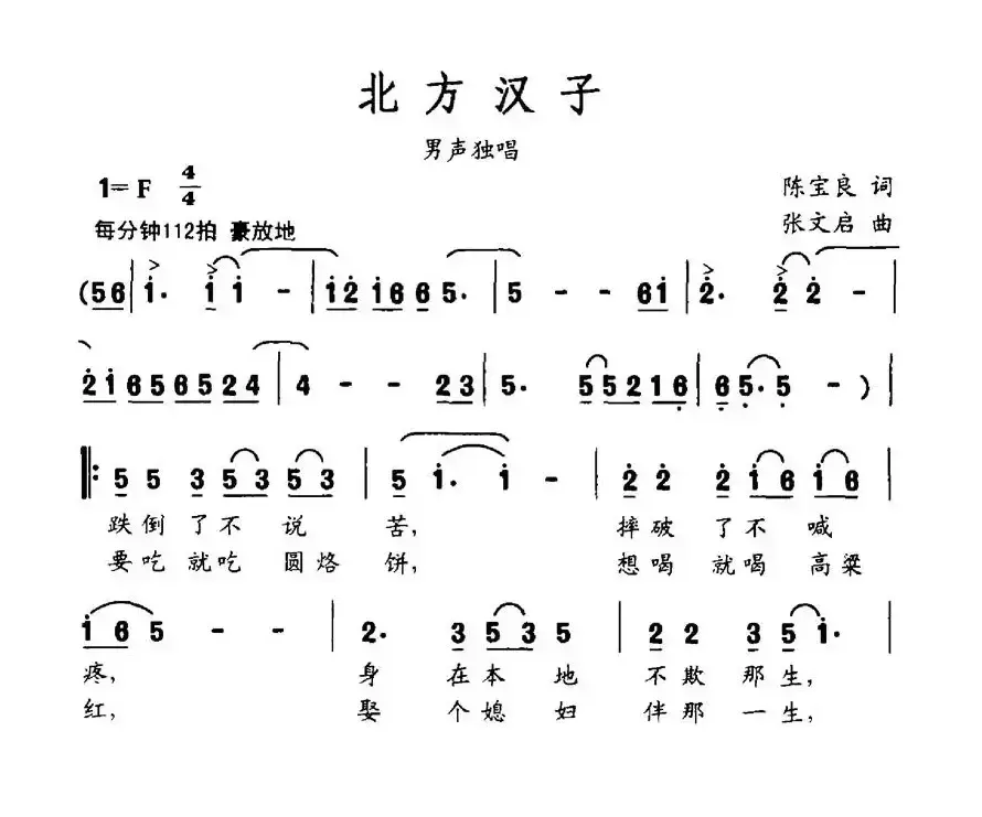 北方汉子（陈宝良词 张文启曲）