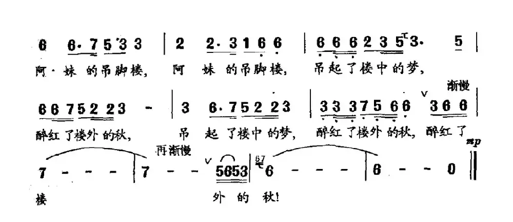 吊脚楼里的阿妹（廖泽川词 王辉曲）