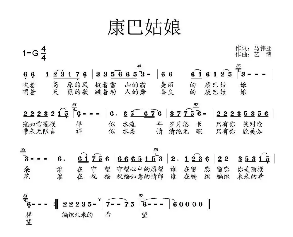 康巴姑娘（马伟亚词 艺博曲）